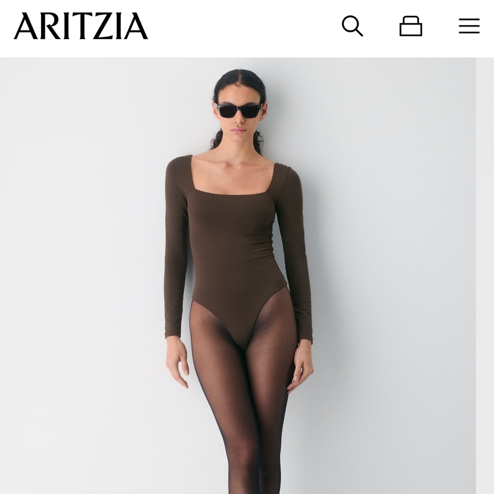 Babaton Brown Square neck Bodysuit